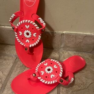 Jack Rogers Georgica Sandals Coral Pink Gold 7